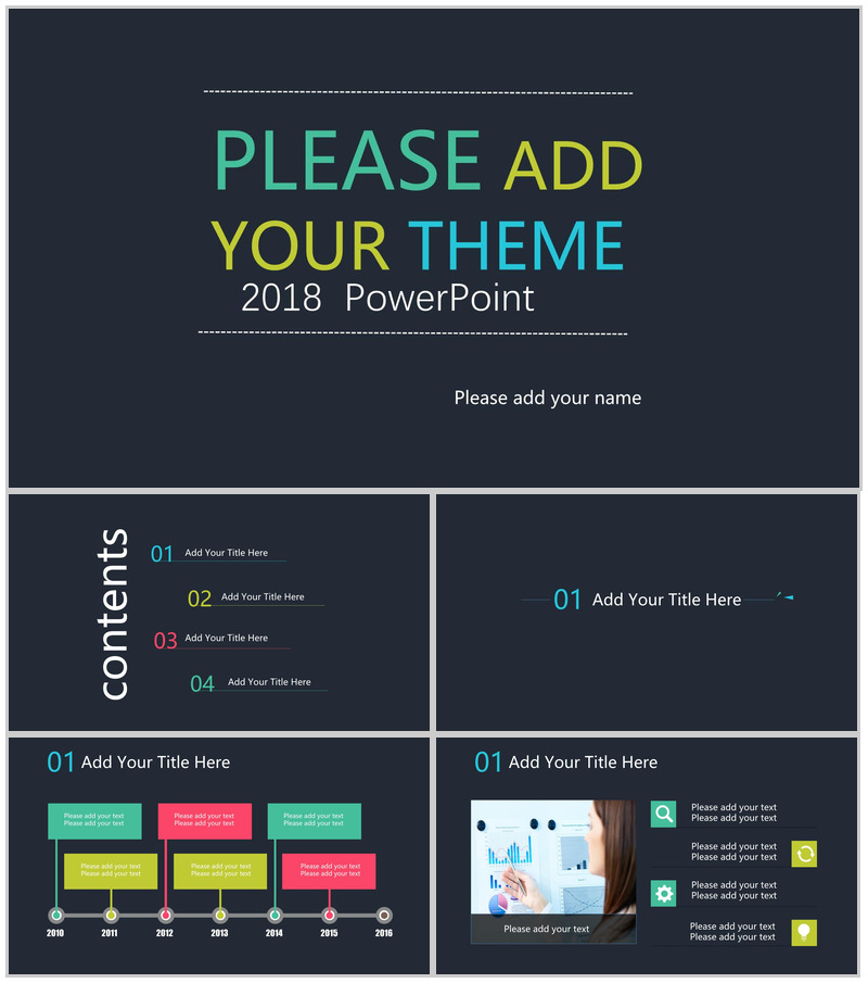 黑色大气扁平风格商务汇报总结PPT模板