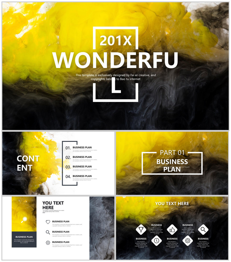 黄色渐变大气商务计划书PPT模板