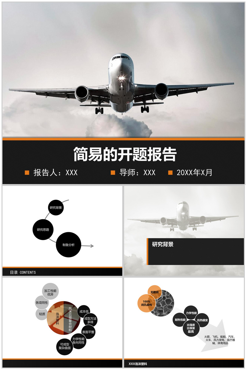 简易商务大气的开题报告PPT模板