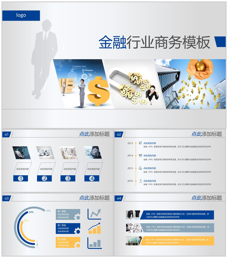 金融行业年终总结汇报商务专用PPT模板