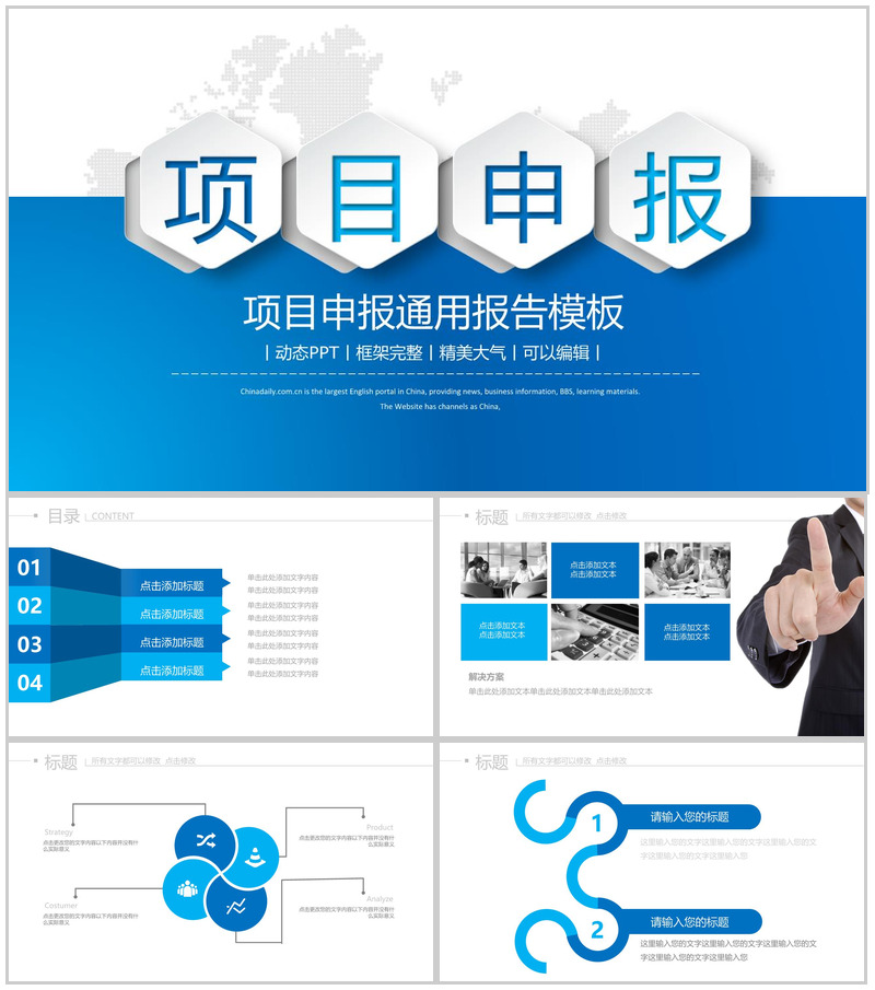 精美大气项目申报个人总结报告动态PPT模板