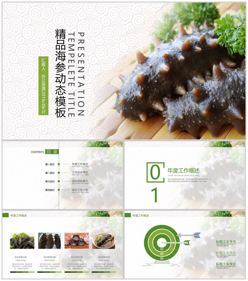 精美精品大气海参产品介绍宣传工作汇报PPT模板