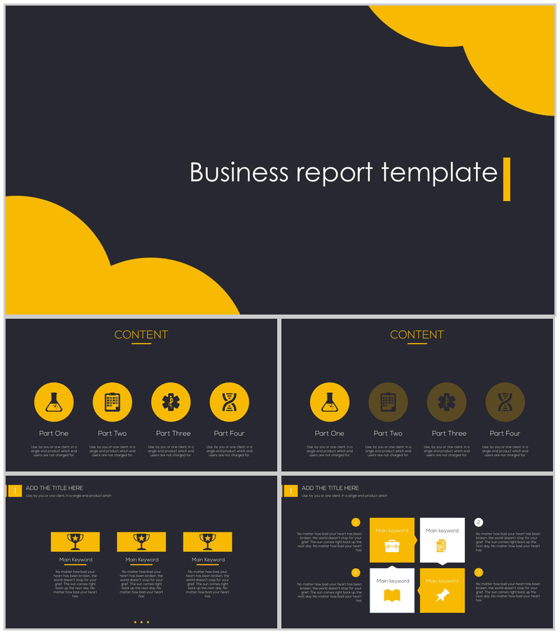 精品黑黄配色商务动态企业汇报PPT模板