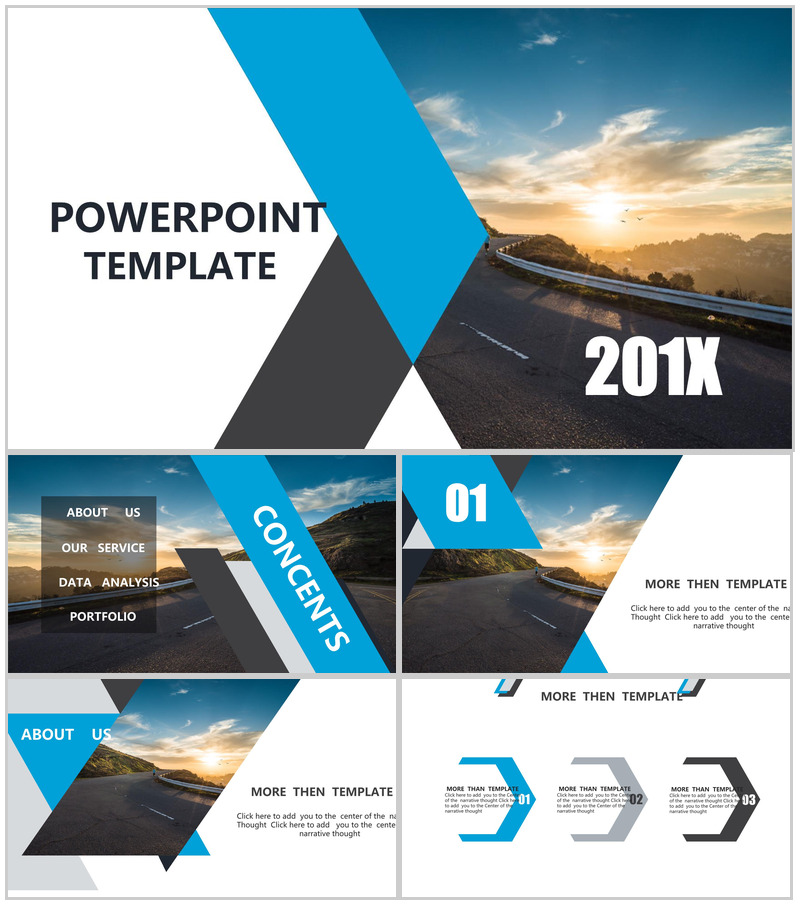 静态商务专用扁平商务汇报PPT模板