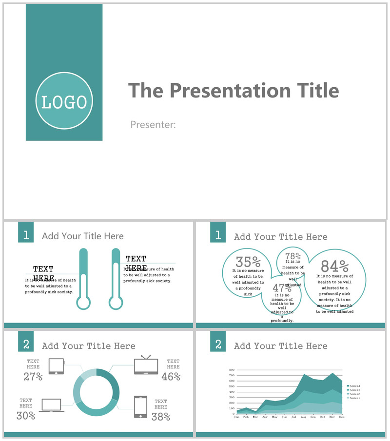 蓝白色大气商务报告通用PPT模板