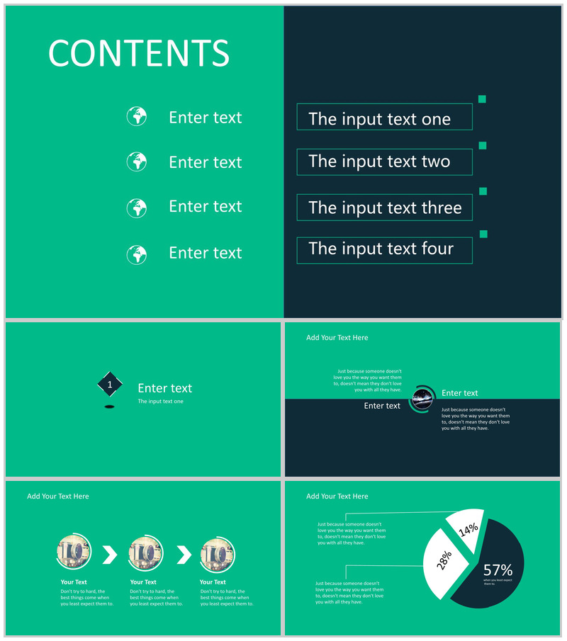 绿色搭配扁平商务通用汇报PPT模板