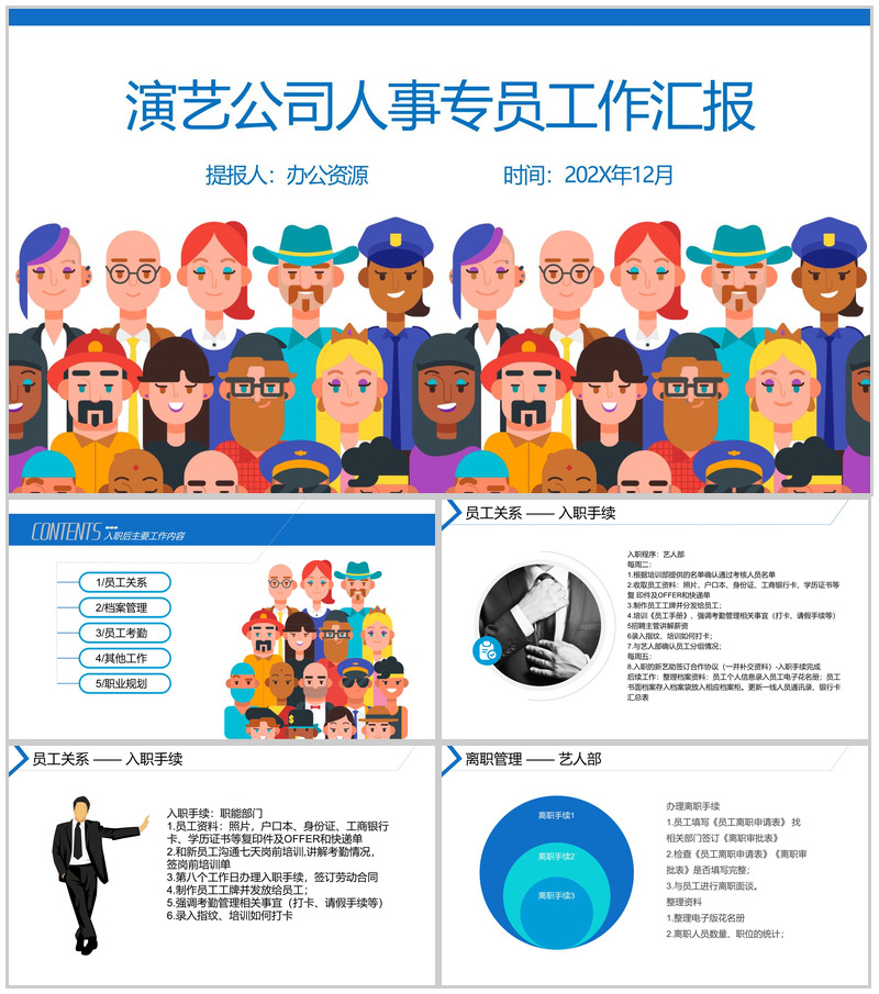 某演艺公司HR人事专员工作总结汇报PPT模板