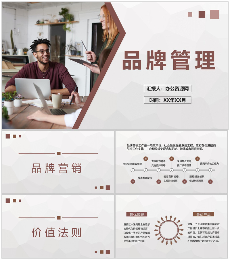 品牌管理内容介绍公司战略品牌合作项目推介活动总结PPT模板