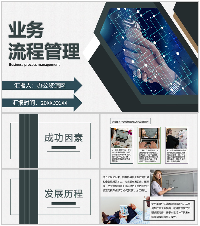 企业部门业务流程优化供应商物料管理入职管理PPT模板