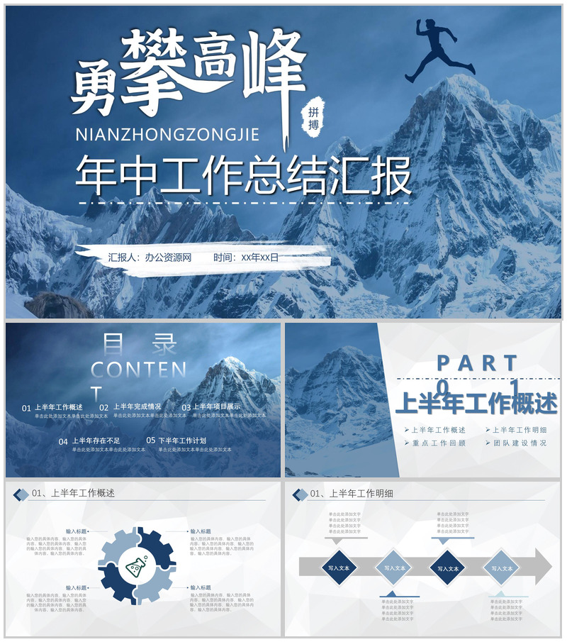 企业公司年中总结年终总结工作汇报述职报告部门员工演讲项目总结PPT模板