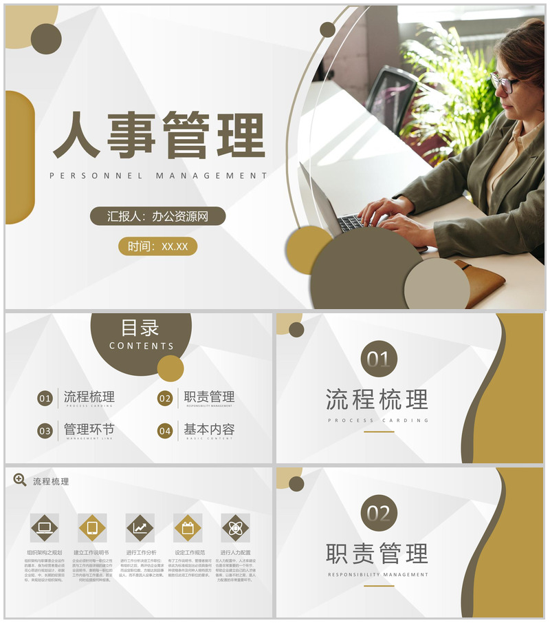 人事行政部工作总结述职报告人事管理知识培训总结PPT模板