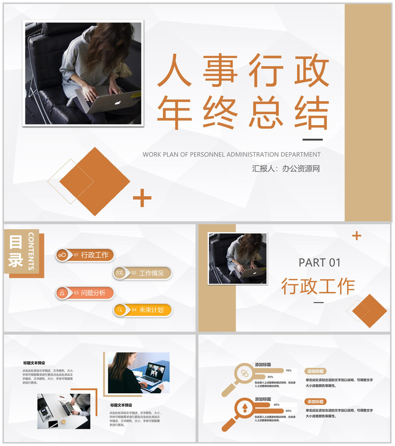 人事行政述职报告年终总结公司部门工作情况展示总结PPT模板