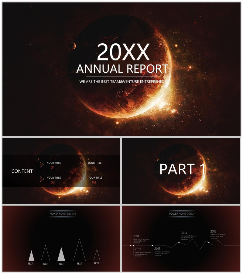 时尚高逼格星空宇宙星球工作总结报告PPT模板